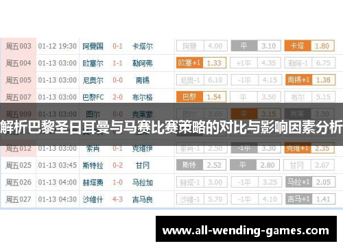 解析巴黎圣日耳曼与马赛比赛策略的对比与影响因素分析